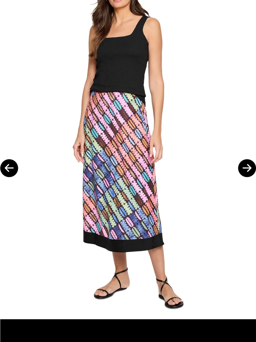 NIC+ZOE Diagonal Multi-Print Midi Skirt with Black Hem